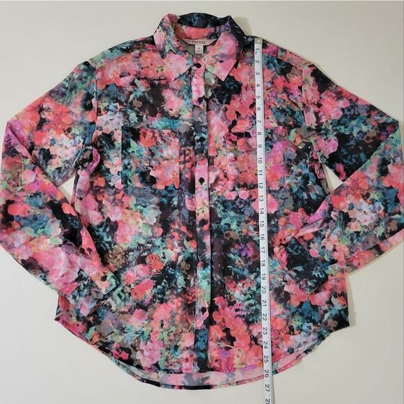 Decree Women's Sheer Floral Button-Down Blouse and Matching Tank Top - Picture 4 of 16